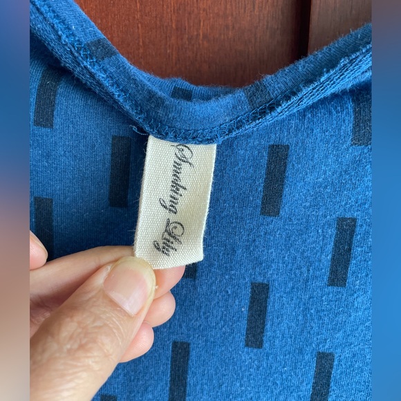 Smoking Lily "oh joyful tunic" graphic dashes print cobalt blue Size Small - Picture 8 of 12